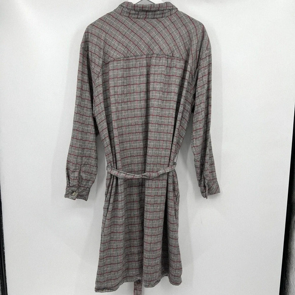 Columbia Holly Hideaway Flannel Dress Plaid Button Up Belted Gray Red Size 2X - Picture 5 of 9